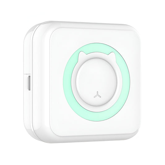 Mini Imprimanta Foto Portabila, Vivimall, 5 Role de Hartie Termica, 5 Role Autocolante, 3 Role Colorate, Pixuri, Incarcare USB, Model Pisica, Alb Verde - vivimall.ro