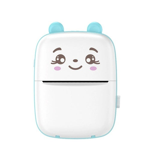 Mini Imprimanta Foto Portabila, Vivimall, Incarcare USB, Bluetooth, Model Ursulet, 12 x 9 x 5 cm, Alb Albastru - vivimall.ro