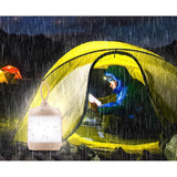 Mini lampă LED camping cu 3 trepte de lumină selectabile, detaliu buton și difuzor luminos