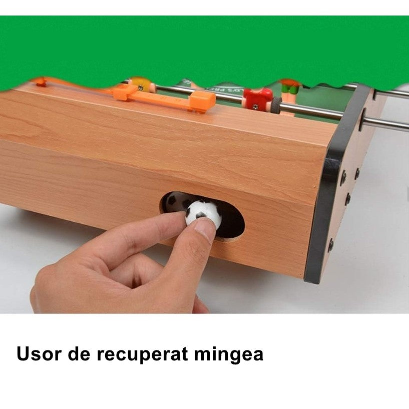 Mini Masa de Fotbal cu Teren si 12 Jucatori Vivimall, 4 Manere, cu Tablou pentru Scor, din Metal, Lemn si ABS, 34.5 x 23 x 7 cm, pentru copii/adulti - vivimall.ro