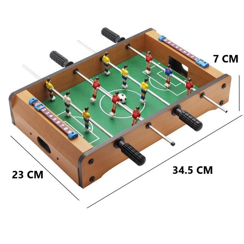 Mini Masa de Fotbal cu Teren si 12 Jucatori Vivimall, 4 Manere, cu Tablou pentru Scor, din Metal, Lemn si ABS, 34.5 x 23 x 7 cm, pentru copii/adulti - vivimall.ro