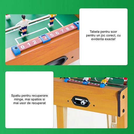 Mini Masa De Fotbal Cu Teren Si 18 Jucatori 6 Manere, Cu Tablou Pentru Scor, Din Metal, Lemn Si Abs, Cu Picioruse, Pentru Copii/Adulti - vivimall.ro