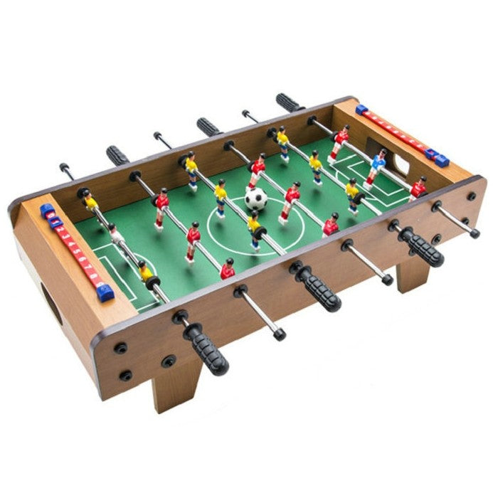 Mini Masa de Fotbal cu Teren si 18 Jucatori Vivimall, 6 Manere, cu Tablou pentru Scor, din Metal, Lemn si ABS, 50 x 25 x 16 cm, cu Picioruse, pentru copii/adulti - vivimall.ro