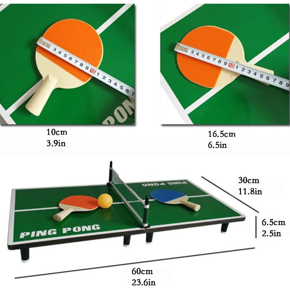 Mini Masa de Ping Pong Vivimall, pentru interior, Material Lemn, 60 x 10 x 30 cm, 2 mingi, portabila, verde - vivimall.ro