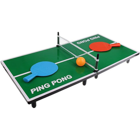 Mini Masa de Ping Pong Vivimall, pentru interior, Material Lemn, 60 x 10 x 30 cm, 2 mingi, portabila, verde - vivimall.ro