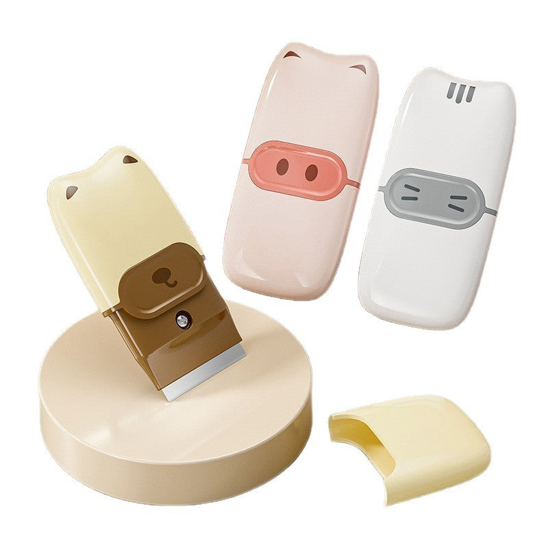 Mini Racleta de Curatare, Vivimall, pentru Etichete, Adezivi, din ABS+ Metal, 2 Lame Incluse, Roz - vivimall.ro