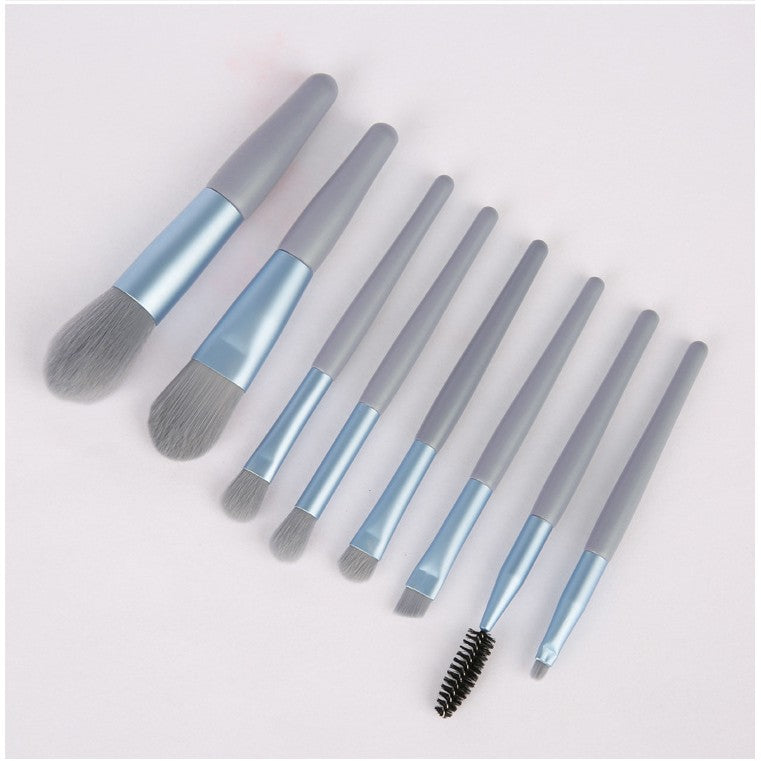 Mini Set Portabil 8 Pensule De Machiaj Albastre - vivimall.ro