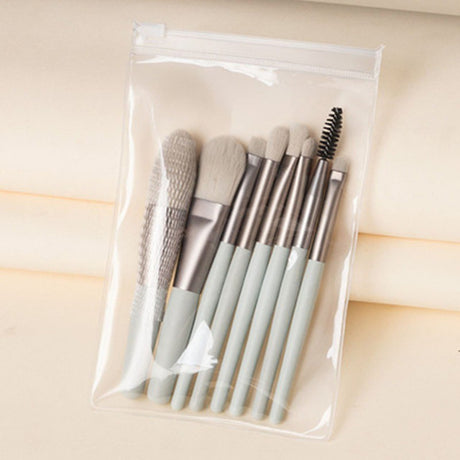 Mini Set Portabil 8 Pensule De Machiaj Verzi - vivimall.ro