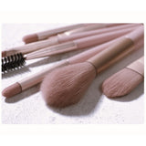 Mini Set Portabil 8 Pensule Pentru Machiaj Super Soft, Makeup Profesional/Incepatori, Maner Ergonomic, Gentuta Depozitare Inclusa - vivimall.ro