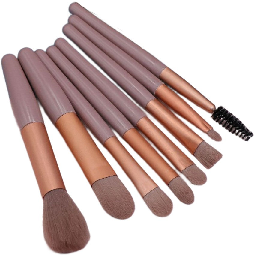 Mini Set Portabil 8 Pensule Pentru Machiaj Super Soft, Makeup Profesional/Incepatori, Maner Ergonomic, Gentuta Depozitare Inclusa - vivimall.ro