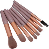 Mini Set Portabil 8 Pensule Pentru Machiaj Super Soft, Makeup Profesional/Incepatori, Maner Ergonomic, Gentuta Depozitare Inclusa - vivimall.ro