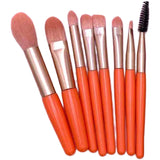 Mini Set Portabil 8 Pensule Pentru Machiaj Super Soft, Makeup Profesional/Incepatori, Maner Ergonomic, Gentuta Depozitare Inclusa - vivimall.ro