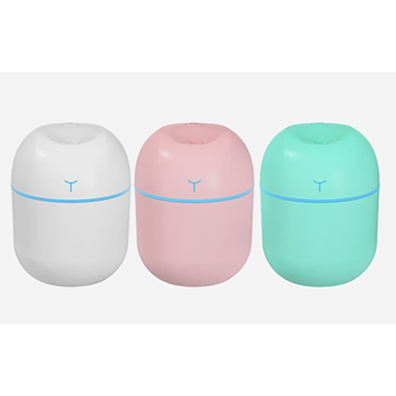 Mini umidificator roz cu cablu USB conectat, putere 2W, vedere din spate