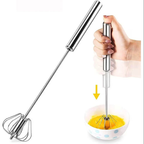 Mixer Manual, Pentru Oua Smantana Frisca Aluat, Maner Otel Inoxidabil, Usor De Utilizat Si Depozitat, Argintiu - vivimall.ro