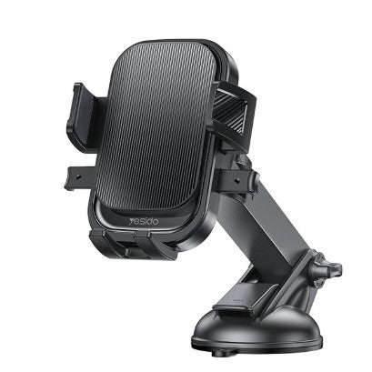 Suport Multifunctional pentru Telefon, Flippy, Car Holder, Suport Rotativ pentru Telefon cu Ventuza si Prindere pe Parbriz sauu Bord, 19 x 10 x 9 cm, Negru- - vivimall.ro