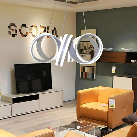 Lustra Led Suspendata Cu Telecomanda Infinity Twist , Ondulata, Lumina Rece/Calda/Neutra, Dimabila, - vivimall.ro