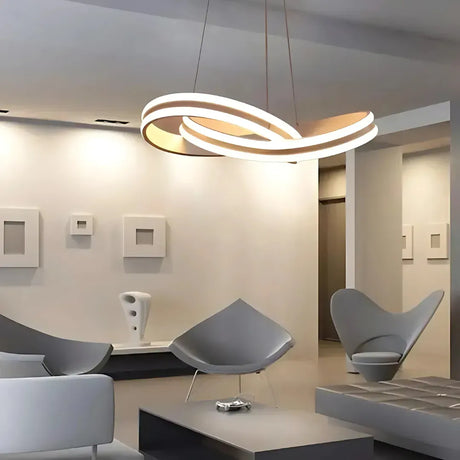 Lustra Led Suspendata Cu Telecomanda Infinity Loop, Lumina Rece/Calda/Neutra, Dimabila - vivimall.ro