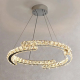 Lustra Led Suspendata Cu Telecomanda Si Cristal Mia Yonca, 1 Cerc, Lumina Rece/Calda/Neutra, Dimabila - vivimall.ro