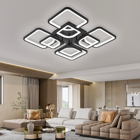 Lustra Led Cu Telecomanda Zoe, 8 Patrate, Lumina Rece/Calda/Neutra, Dimabila - vivimall.ro