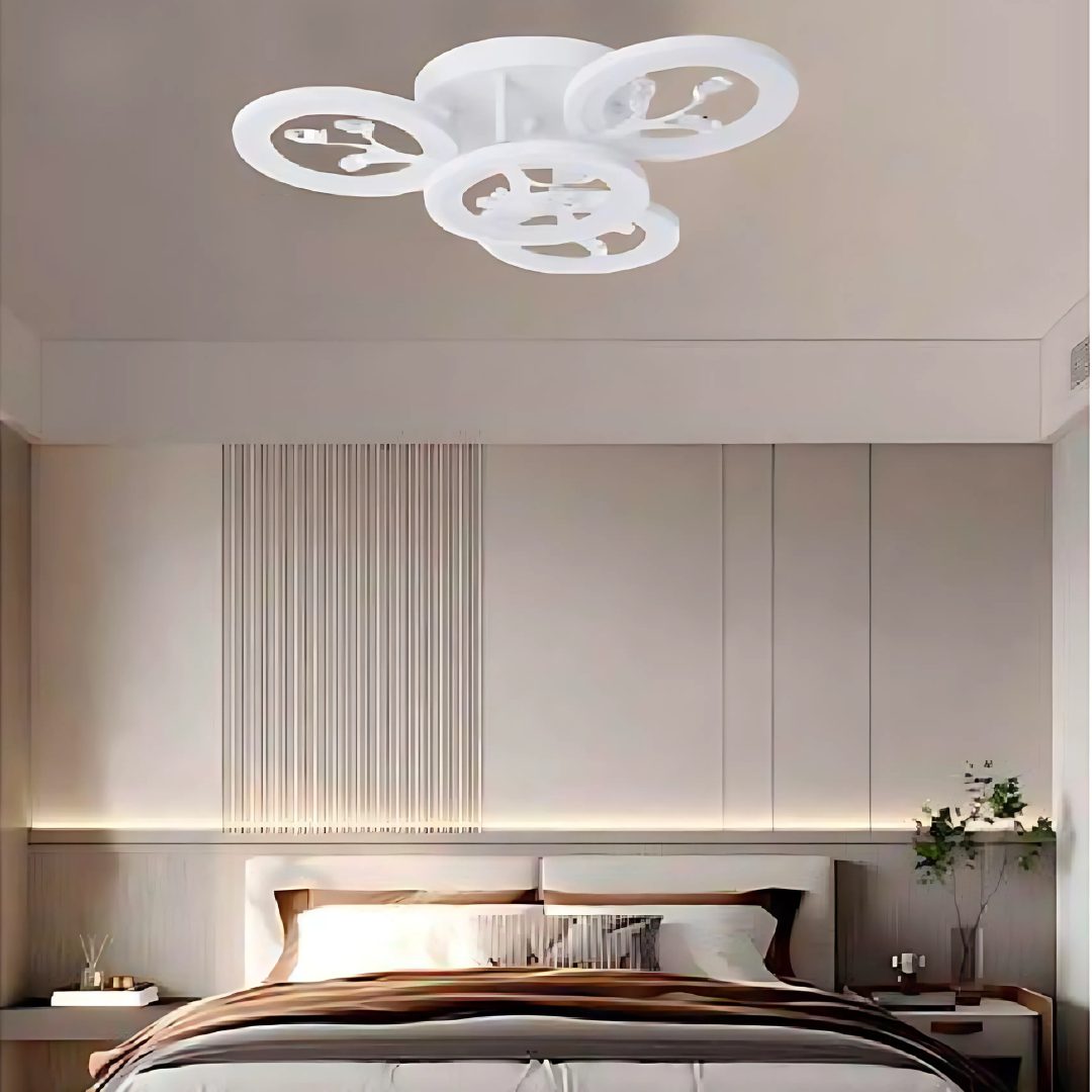 Lustra Led Cu Telecomanda Si Cristal Daisy, 4 Elemente, Lumina Rece/Calda/Neutra, Dimabila - vivimall.ro