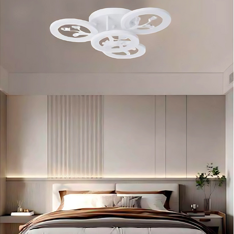 Lustra Led Cu Telecomanda Si Cristal Daisy, 4 Elemente, Lumina Rece/Calda/Neutra, Dimabila - vivimall.ro