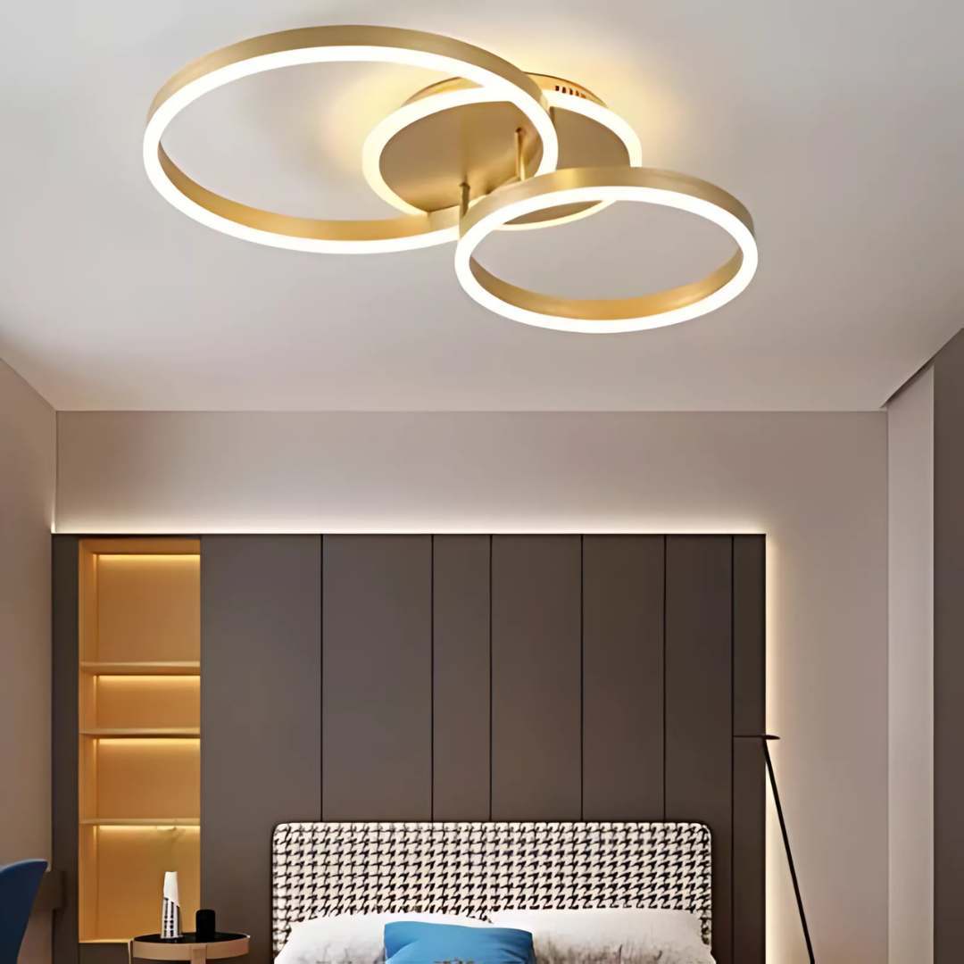 Lustra Led Cu Telecomanda Elisabeth, 2 Cercuri, Lumina Rece/Calda/Neutra, Dimabila - vivimall.ro