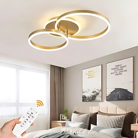 Lustra Led Cu Telecomanda Elisabeth, 2 Cercuri, Lumina Rece/Calda/Neutra, Dimabila - vivimall.ro