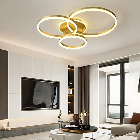 Lustra Led Cu Telecomanda Riga Lilith, 3 Cercuri, Lumina Rece/Calda/Neutra, Dimabila - vivimall.ro