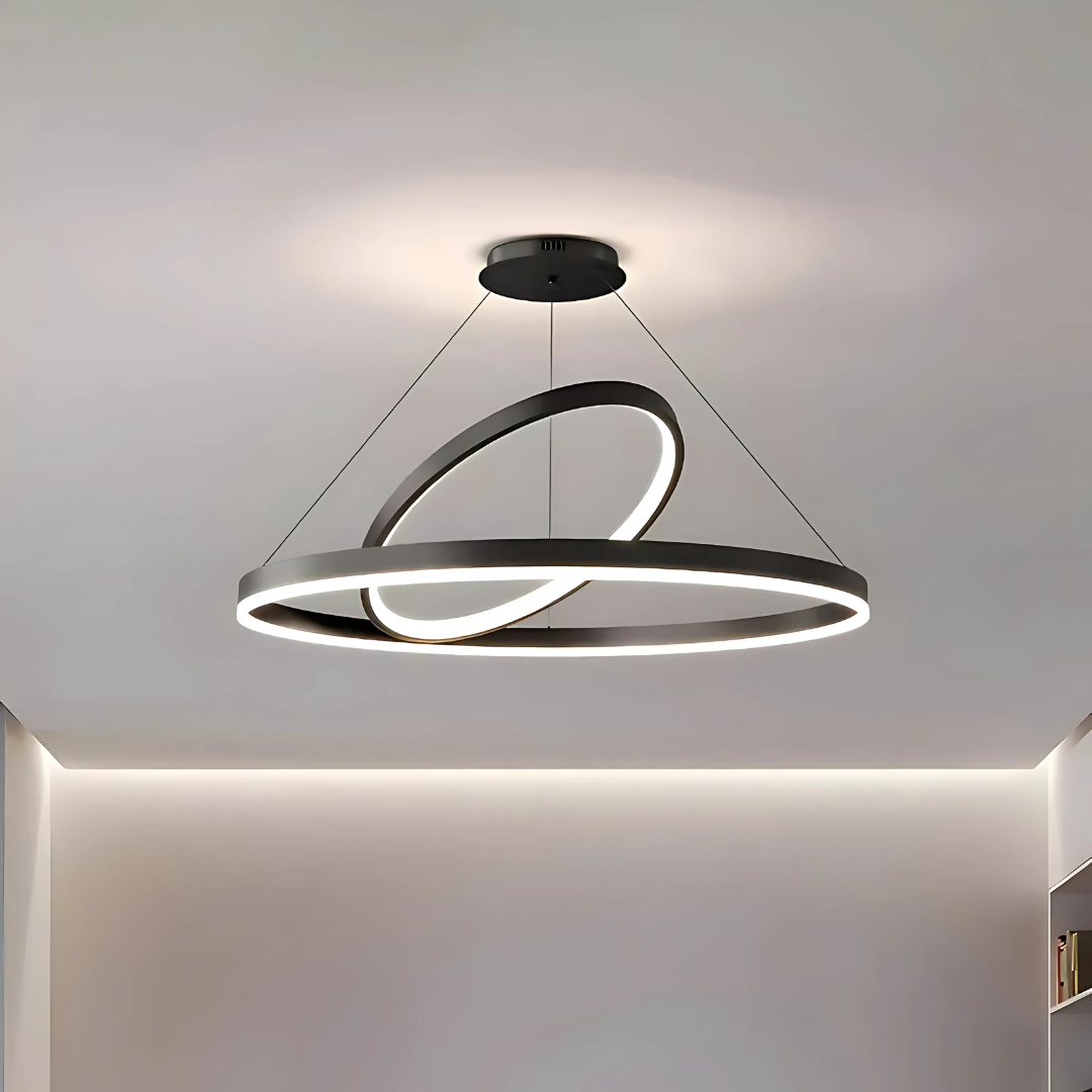 Lustra Led Suspendata Pagano, 2 Cercuri, Lumina Rece/Calda/Neutra, Dimabila - vivimall.ro
