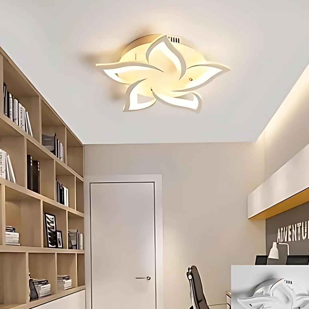 Lustra Led Cu Telecomanda Lotus, 5 Petale, Lumina Rece/Calda/Neutra, Dimabila - vivimall.ro