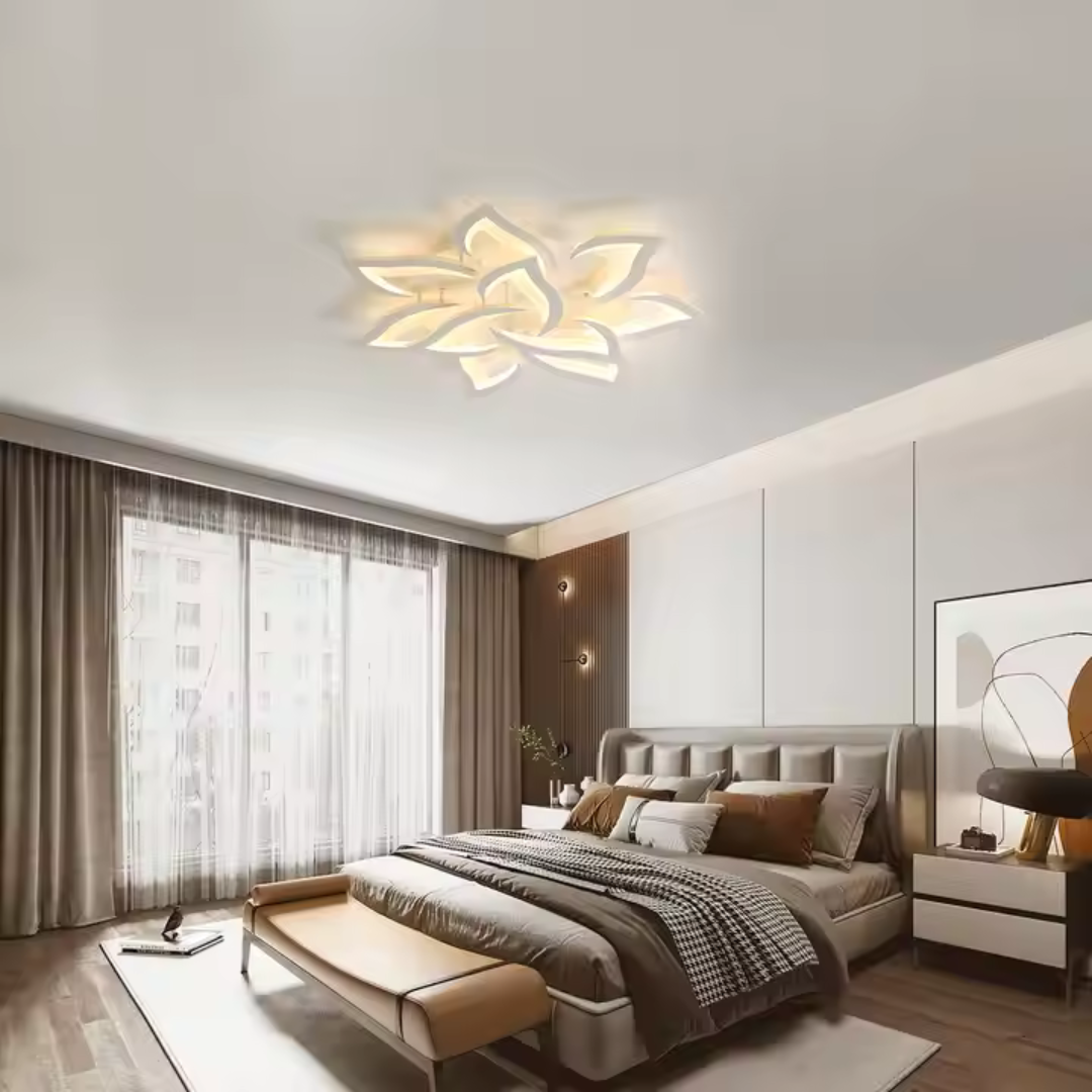 Lustra Led Cu Telecomanda Lotus, 9 Petale, Lumina Rece/Calda/Neutra, Dimabila - vivimall.ro