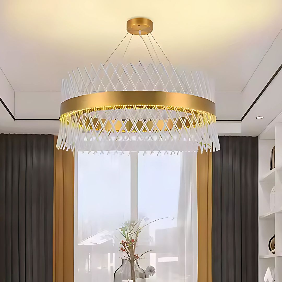 Candelabru Cristal Alhambra Eleganza, Led, Diametru 49Cm, Lumina Calda/Rece/Neutra, Dimabil, Inaltime Reglabila - vivimall.ro