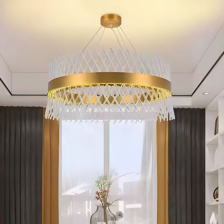 Candelabru Cristal Alhambra Eleganza, Led, Diametru 49Cm, Lumina Calda/Rece/Neutra, Dimabil, Inaltime Reglabila - vivimall.ro