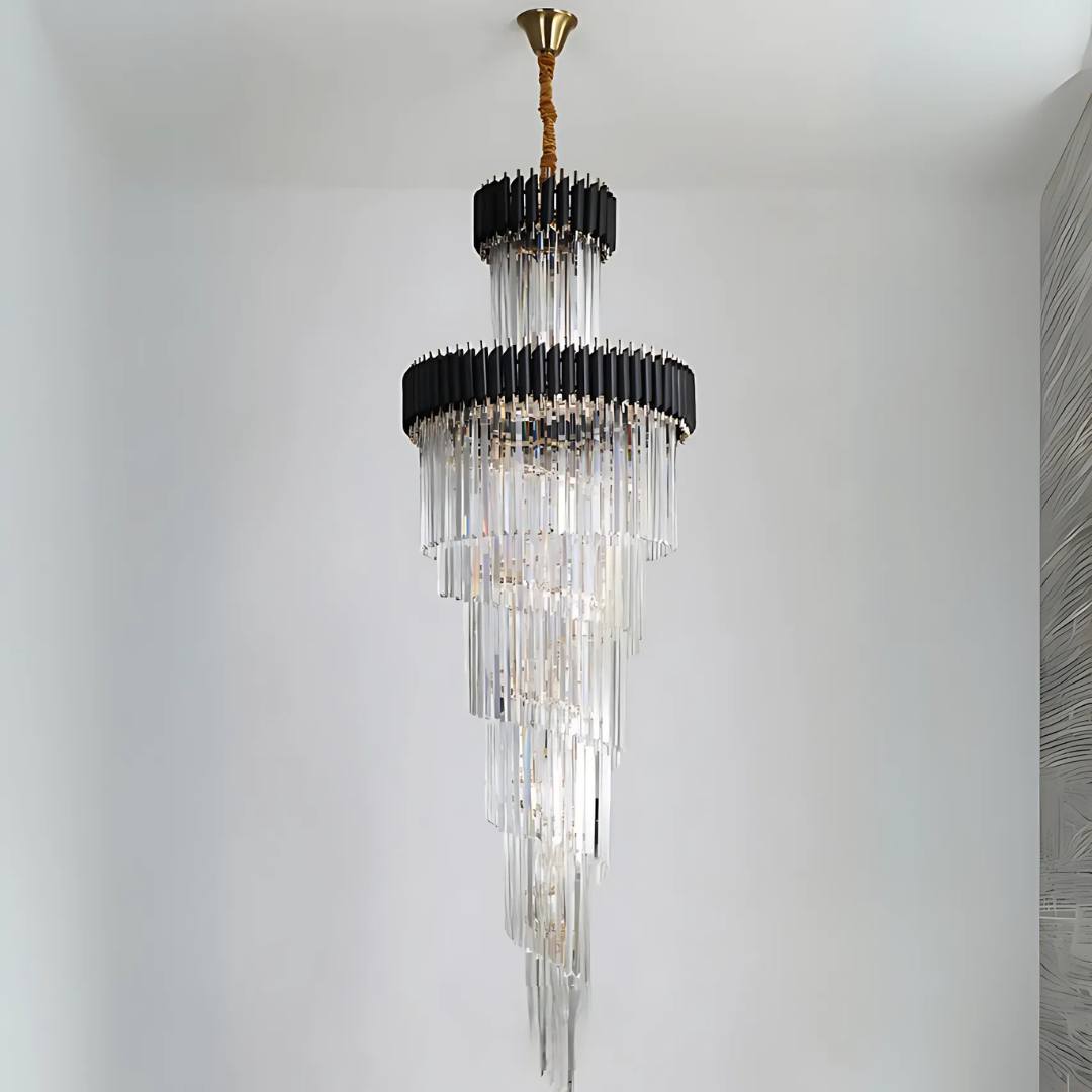 Candelabru Cristal Versailles Ascendere 27Xe14, Diametru 60Cm, Lucios Si Negru - vivimall.ro