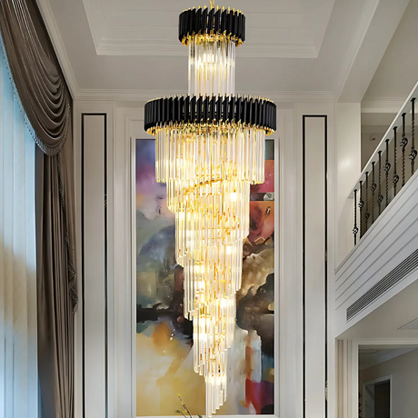 Candelabru Cristal Versailles Culmino E14, Diametru 60Cm, Lucios Si Negru - vivimall.ro