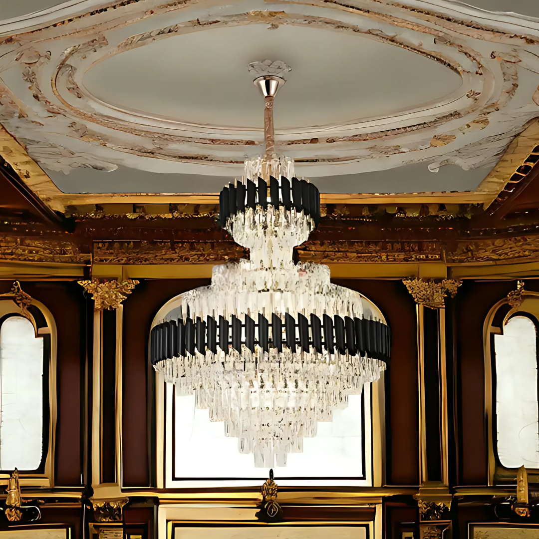 Candelabru Cristal Versailles Supremo Reale E14, Lucios Si Negru - vivimall.ro