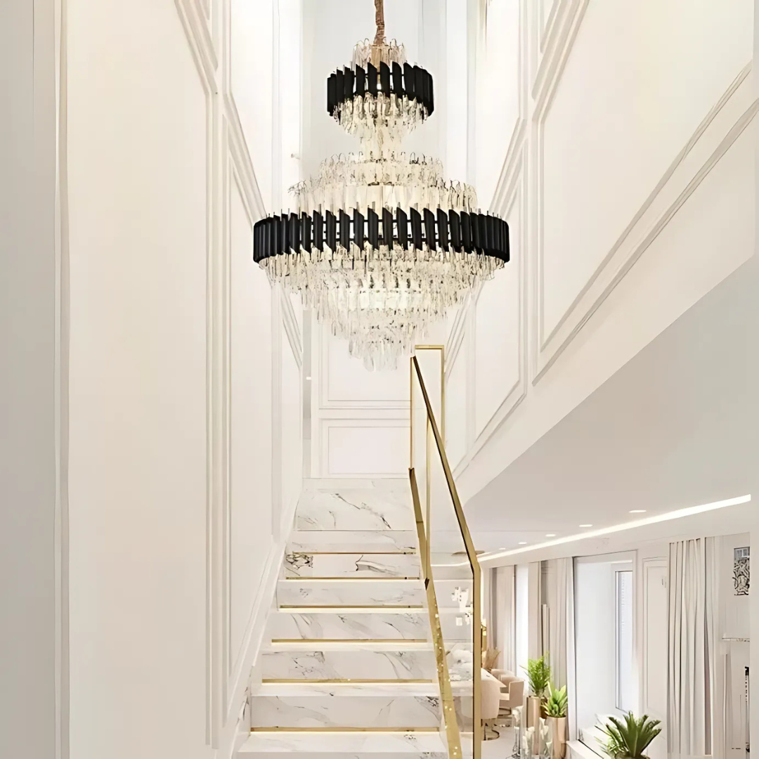 Candelabru Cristal Versailles Supremo Reale E14, Lucios Si Negru - vivimall.ro