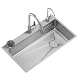 Set Chiuveta Bucatarie Inox Cu Baterie Dubla, Cuva Universala Cu Dop Scurgere, Spalator Pahare, Grafit - vivimall.ro