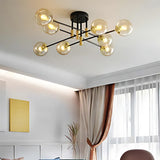 Lustra Cu Abajur Rotund, Penthouse Grand, 8Xe27, Negru - vivimall.ro