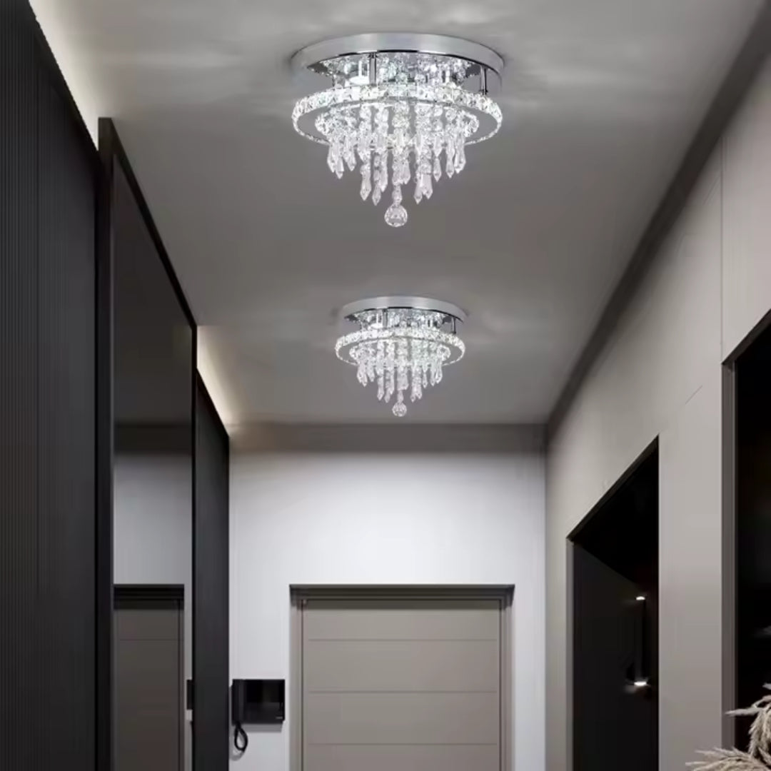 Candelabru Led Erico Rotund, Lumina Rece/Calda/Neutra, Cristal - vivimall.ro