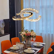 Lustra Led Suspendata Cu Telecomanda Si Cristal Prism Antea, 2 Cercuri, Lumina Rece/Calda/Neutra, Dimabila, Crom Lucios - vivimall.ro