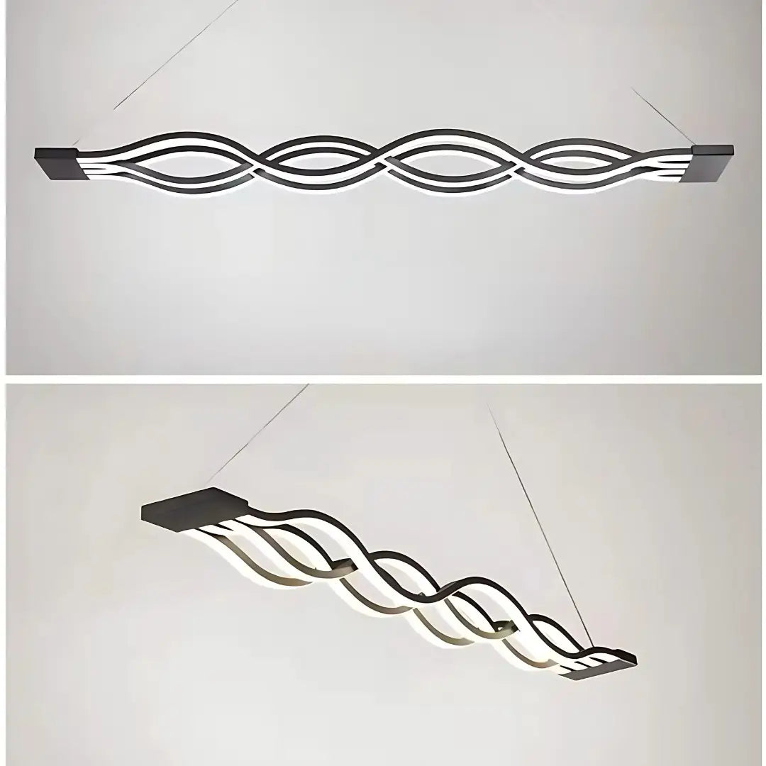 Lustra Led Suspendata Cu Telecomanda Wave , Liniara, Lumina Rece/Calda/Neutra, Dimabila, - vivimall.ro