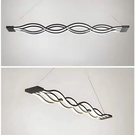 Lustra Led Suspendata Cu Telecomanda Wave , Liniara, Lumina Rece/Calda/Neutra, Dimabila, - vivimall.ro