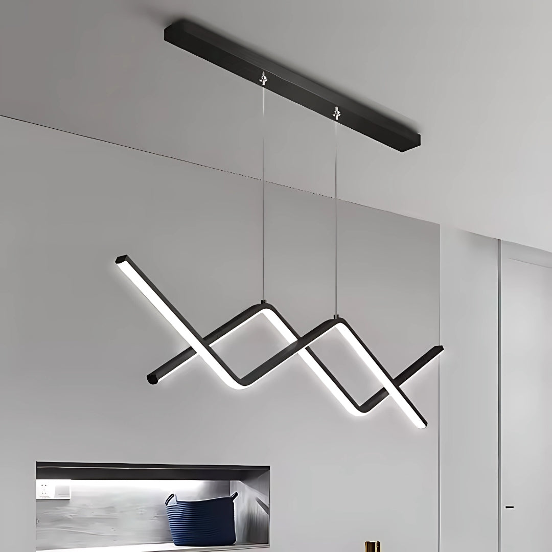 Lustra Led Suspendata Cu Telecomanda Zigzag, Lumina Rece/Calda/Neutra, Dimabila - vivimall.ro