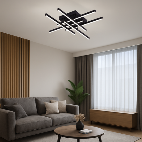 Lustra Led Cu Telecomanda Aroldo, 6 Elemente, Liniara, Lumina Rece/Calda/Neutra, Dimabila - vivimall.ro