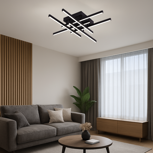 Lustra Led Cu Telecomanda Aroldo, 6 Elemente, Liniara, Lumina Rece/Calda/Neutra, Dimabila - vivimall.ro