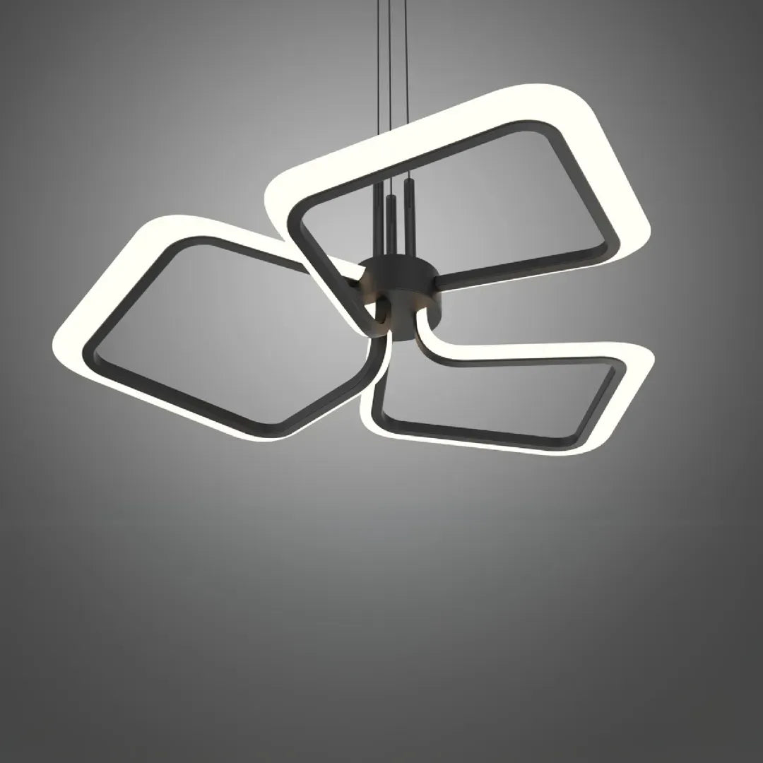 Lustra Led Suspendata Cu Telecomanda Rimini, 3 Patrate, Lumina Rece/Calda/Neutra, Dimabila - vivimall.ro