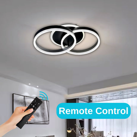 Lustra Led Cu Telecomanda Riga Lilith, 2 Cercuri, Lumina Rece/Calda/Neutra, Dimabila - vivimall.ro
