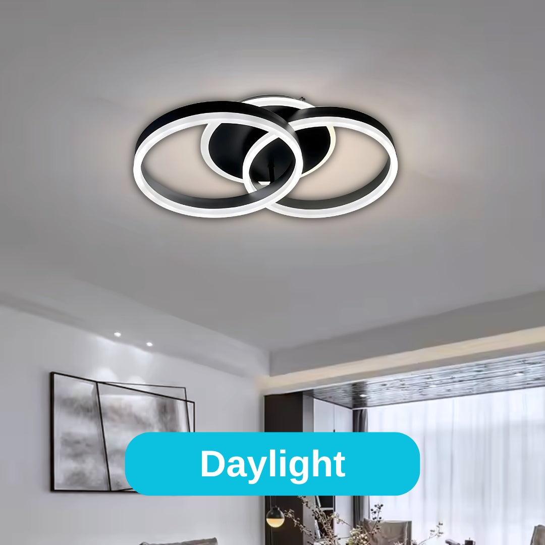 Lustra Led Cu Telecomanda Riga Lilith, 2 Cercuri, Lumina Rece/Calda/Neutra, Dimabila - vivimall.ro