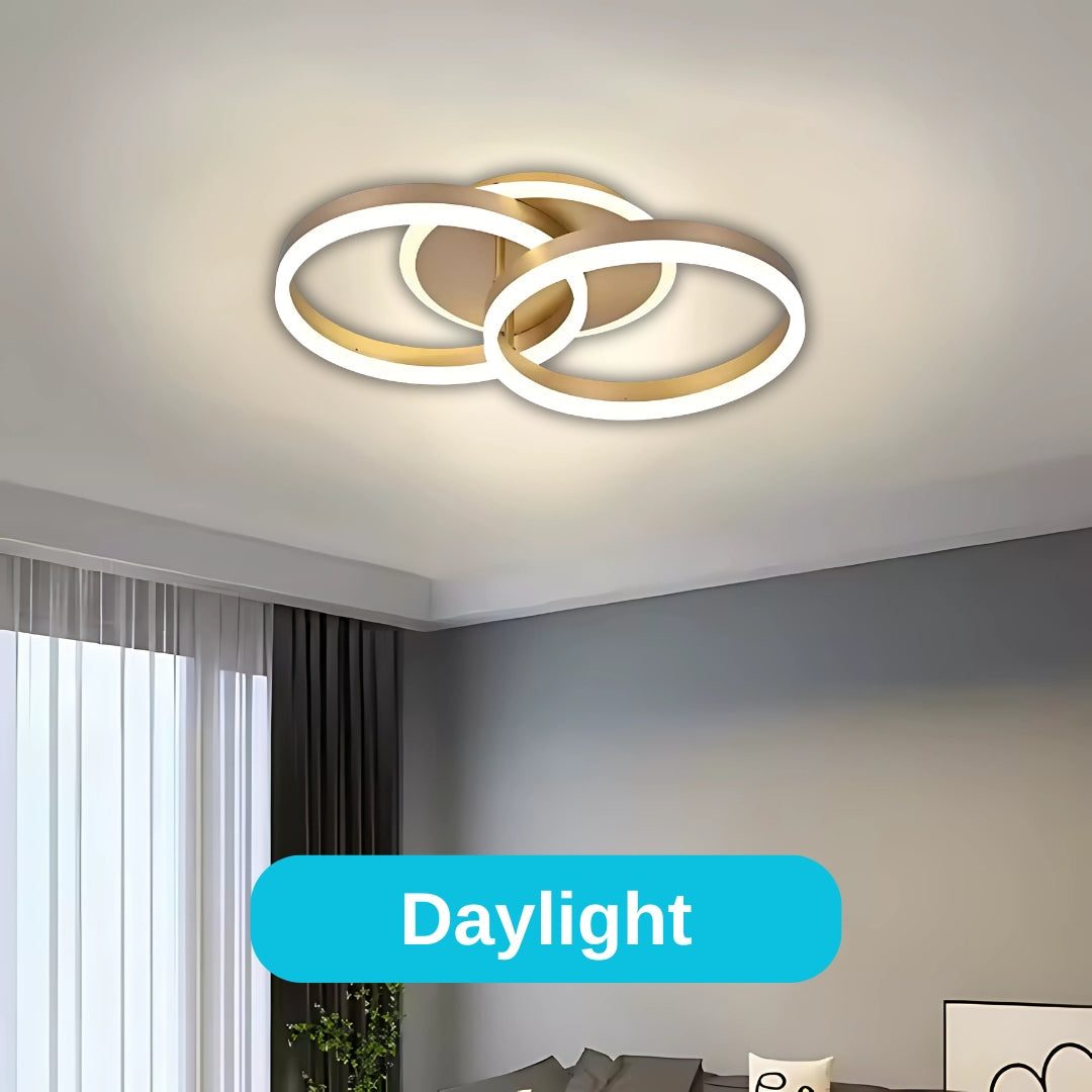 Lustra Led Cu Telecomanda Dario, 2 Cercuri, Lumina Rece/Calda/Neutra, Dimabila - vivimall.ro